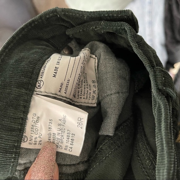 Anthropologie AG Slim Straight Stevie Corduroy Pant in Holly Green Size 26 - Picture 9 of 9